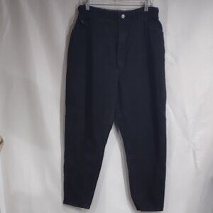 LEE BLACK DENIM JEANS ELASTIC WAIST FRONT ZIP ONE BUTTON VINTAGE USA COTTON 20W